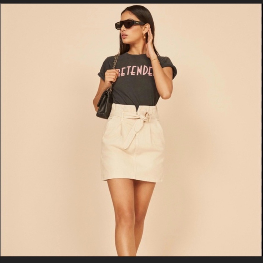 *Denim* Reformation Sandía High Rise Paper Bag Waist Mini Skirt